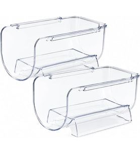 Buzdolabı Şişe Rafı Düzenleyici Şeffaf 2'li Set, 11x20x10 cm