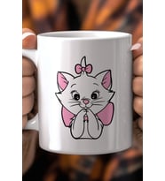 Sevimli Kedi Desenli 330ml Baskılı Beyaz Seramik Kupa Bardak