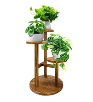 Çiçeklik 3 Raflı Saksılık Dekoratif 3 Raflı Çiçeklik Doğal Ahşap Saksılık Çiçek Rafı Daire Model