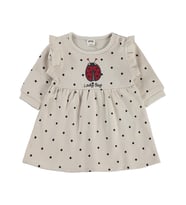 Civil Baby Uğur Böceği Nakışlı 6-18 Ay Elbise - Bej