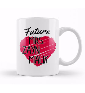 One Direction Future Mrs Zayn Malik Love Heart Kupa Bardak Porselen
