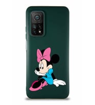 Xiaomi Mi 10T Pro Soft Premier Kapak Minnie Mouse-E Tasarımlı Silikon Kılıf - Yeşil (Şeffaf)