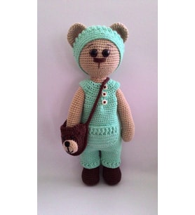 Tulumlu Sevimli Ayıcık Tony Amigurumi Organik Oyuncak