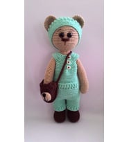 Tulumlu Sevimli Ayıcık Tony Amigurumi Organik Oyuncak