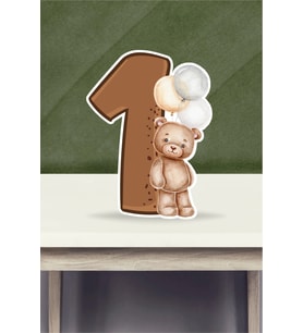 Ayıcık Temalı Ayaklı Rakam Pano - 1 Yaş (40 cm)