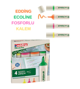 24 EcoLine Fosforlu Kalem 4’lü Set – Çevre Dostu ve Canlı Renkler