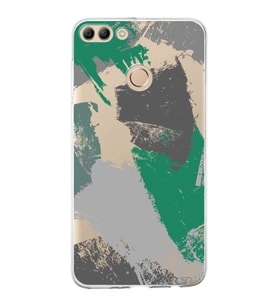 Huawei Y9 2018 Uyumlu Kapak Brush Stroke Tasarımlı Şeffaf Silikon Kılıf