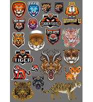 Tiger Kaplan Sticker Set-2 17 Parça Telefon, Tablet, Defter, Laptop Sticker