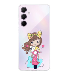 PrintiFy Galaxy A56 ile Uyumlu Kamera Korumalı Vespagirl Tasarımlı Şeffaf  Silikon Kılıf