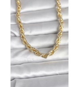 CM 14K Gold Renk Kalın Burgu Zincirli Model 60 cm Kadın Kolye - TJ-BKO10997