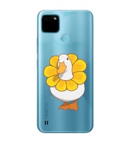 Realme C21Y/C25Y Uyumlu Tatlı Ördek Desenli Şeffaf Telefon Kılıfı