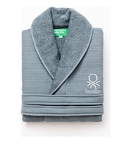 Benetton Home Waffle Bornoz, M/L, %100 Pamuk, Koyu Mavi Renkte, Neutral Seri