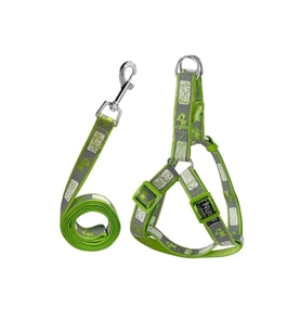 Köpek Göğüs Tasma Seti Köpek Desenli 120 cm-34 cm-47 cm Yeşil