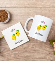 Kişiye Özel Sevimli Limonlar Beyaz Kupa ve Bardak Altlığı