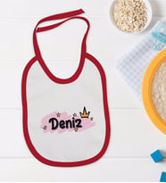 BK Kids Kişiye Özel İsimli Kırmızı Bebek Mama Önlüğü-33
