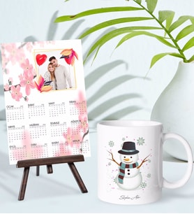 BK Gift Kişiye Özel Yılbaşı Tasarımlı Kupa Bardak ve 13x18cm Fotoğraf Kartlı Şövaleli 2024 Takvim Hediye Seti-14