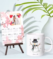 BK Gift Kişiye Özel Yılbaşı Tasarımlı Kupa Bardak ve 13x18cm Fotoğraf Kartlı Şövaleli 2024 Takvim Hediye Seti-14