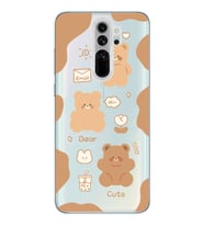 Redmi Note 8 Pro Uyumlu Cute Bear Tasarımlı Şeffaf Telefon Kılıfı