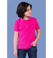 Toontoy Unisex Çocuk Düğmeli Polo Yaka Tişört (Fuşya)