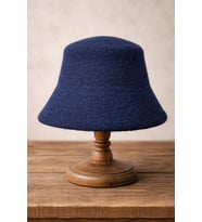 Kadın Premium Cloche Şapka Kışlık Boho Bucket Hat - Lacivert