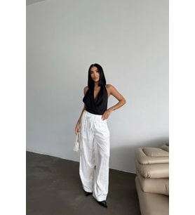JAKAR SATEN PANTOLON - Beyaz