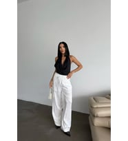JAKAR SATEN PANTOLON - Beyaz