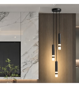Siyah 3' Lü Sarkıt Boru 6500K Soğuk Beyaz Yatak Başı, Banyo, Dekoratif Led Aydınlatma