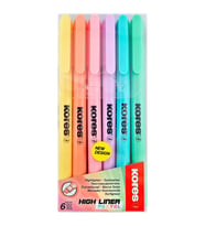 Fosforlu Kalem 6 Lı Pastel Renk 1 Paket İşaretleme Kalemi Kesik Uç 6 Renk Pastel Renkler Sarı Turuncu Pembe Yeşil Mavi Mor