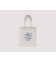 Life is Good Yazılı Çiçek Mandala Desenli Omuz Çantası Hediyelik Ham Bez Çanta