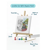Her Zaman En Güçlü Annem Yazılı Eğitici Boyama Tuvali Şövaleli Boya Seti 20x20 cm