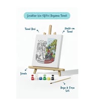 Her Zaman En Güçlü Annem Yazılı Eğitici Boyama Tuvali Şövaleli Boya Seti 20x20 cm
