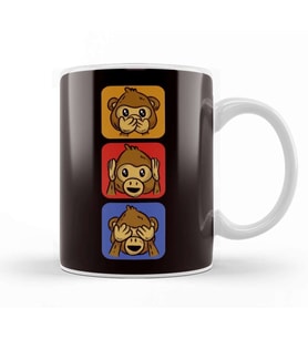 See Hear Speak No Evil Japanese Emoticon Japan Wise Monkeys Kupa Bardak Porselen
