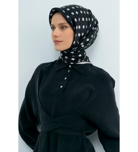 Armine Saf İpek Sura Eşarp-2026 İlkbahar-Yaz- 95440D (Siyah-Taş)