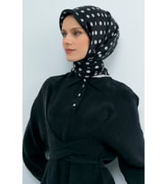 Armine Saf İpek Sura Eşarp-2026 İlkbahar-Yaz- 95440D (Siyah-Taş)