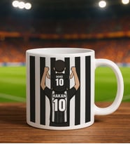 BK Gift Kişiye Özel Baba&Çocuk Siyah-Beyaz Forma Tasarımlı Beyaz Kupa Bardak, Arkadaşa Hediye, Sevgiliye Hediye, Taraftar Hediyesi