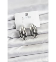 Gümüş Renk Pirinç Yarım Halka Model Kadın Küpe 5886 - SSSSSS7039-7328