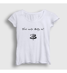 Presmono Kadın Beyaz What Would Buffy Do The Vampire Slayer T-Shirt 433228tt (Beyaz)