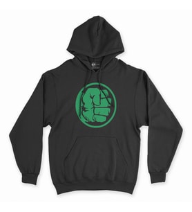 Hulk Yumruk Siyah Kapşonlu Sweatshirt Hoddie