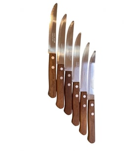 Esonez MRB ART914 Ahşap Saplı Et Bıçağı 6'lı (Kahverengi)
