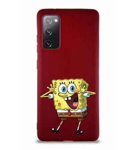 Samsung Galaxy S20 FE Soft Premier Kapak Sünger Bob Tasarımlı Silikon Kılıf - Mürdüm (Şeffaf)