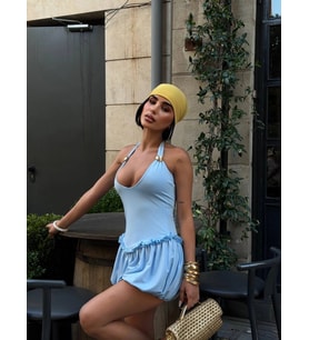 Morliva Aksesuarlı Mini Boy Elbise 1113