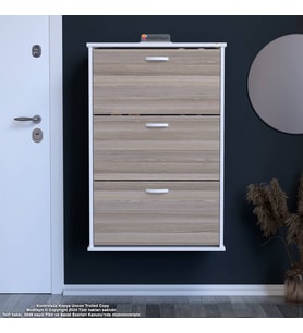 Modilayn VARBİ Asma Antre Hol 72x 115x26 cm’ lik 3 Düşer Kapak 6 Göz Bölmeli Ayakkabılık