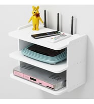 Duvara Monte 3 Raflı Modem Uydu Telefon Kumanda VB Eşya Düzenleyici Raf AL5348