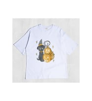 Unisex Cat Halloween Tshirt (Beyaz)