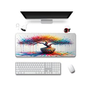 SonicTouch Klavye Mousepad 40x90cm Dikişsiz Pürüzsüz Sıvı Geçirmez Kaymaz Taban Renkli Hayat Ağacı