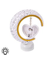 Led'li Kalpli Hilal Fotoğraf Çerçevesi (Beyaz)