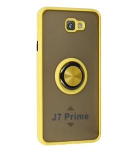 Durukar® Samsung Galaxy J7 Prime Kılıf Montreal Yüzüklü Silikon Kapak - Sarı