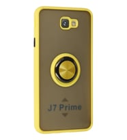 Durukar® Samsung Galaxy J7 Prime Kılıf Montreal Yüzüklü Silikon Kapak - Sarı