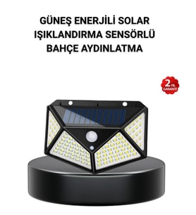 Solar Bahçe Lambası 100 LED Hareket Sensörlü Güneş Enerjili Aydınlatma