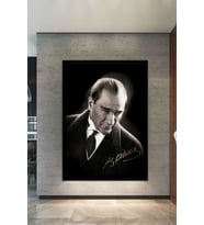 Mustafa Kemal Atatürk Kanvas Tablo Okullara Işyerlerine Uygun (8 Farklı Ölçü)